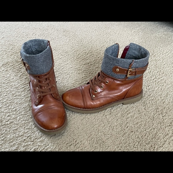 Cognac & gray wool Tommy Hilfiger boots size 7 - Picture 4 of 5